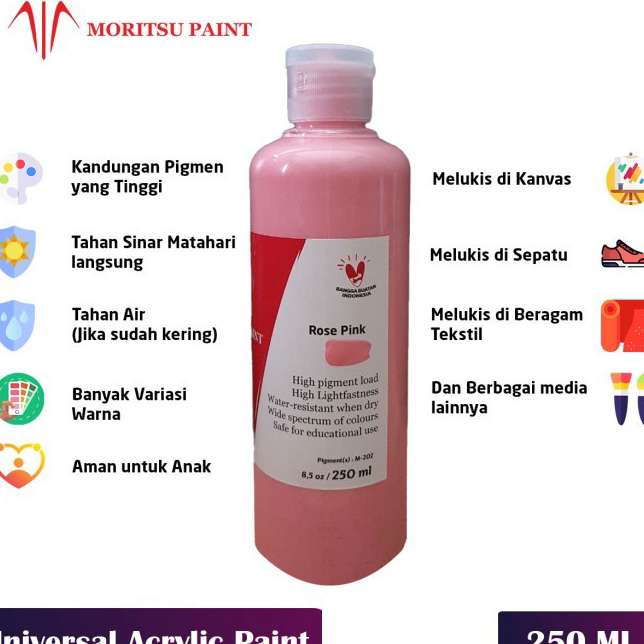 

←✻ Cat Lukis Akrilik Moritsu Premium 250ml - Moritsu Premium Acrylic Paint 250ml Pasti Murah