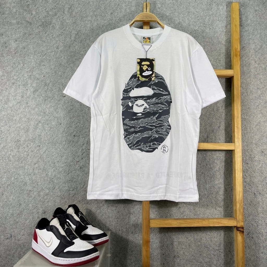 BAJU KAOS T-SHIRT BAPE A BATHING APE X UNDEFEATED CAMO GREY WHITE