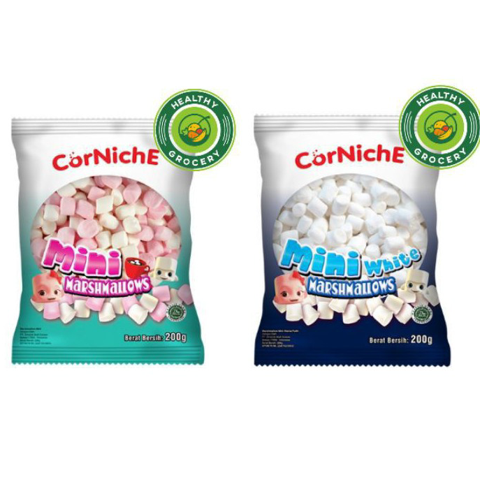 

Best Produk CORNICHE Halal Mini Marshmallow Permen 200gr / Snow White / Pink White / Marshmellow / Mallow / Cornichi / Kornichi / Murah