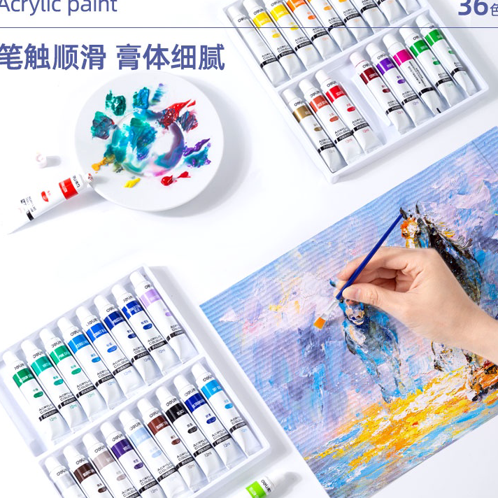 

➫✬✵ Deli Acrylic Paint / Cat Akrilik Anak 24/36 Warna Dapat Ditulis di Kain Tanah Liat 73912 73915