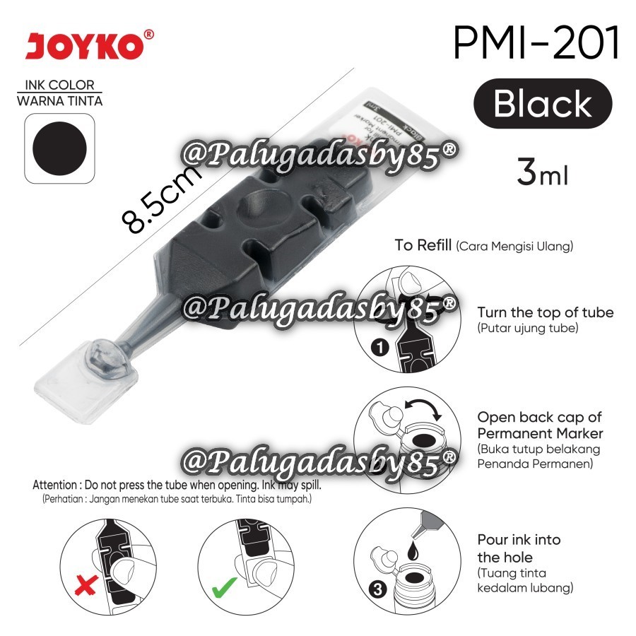 

(1 Biji) Refill Permanent Marker JOYKO PMI-201 PMI-202 PMI-203 / Isi Spidol Permanen Joyko (1 Biji)