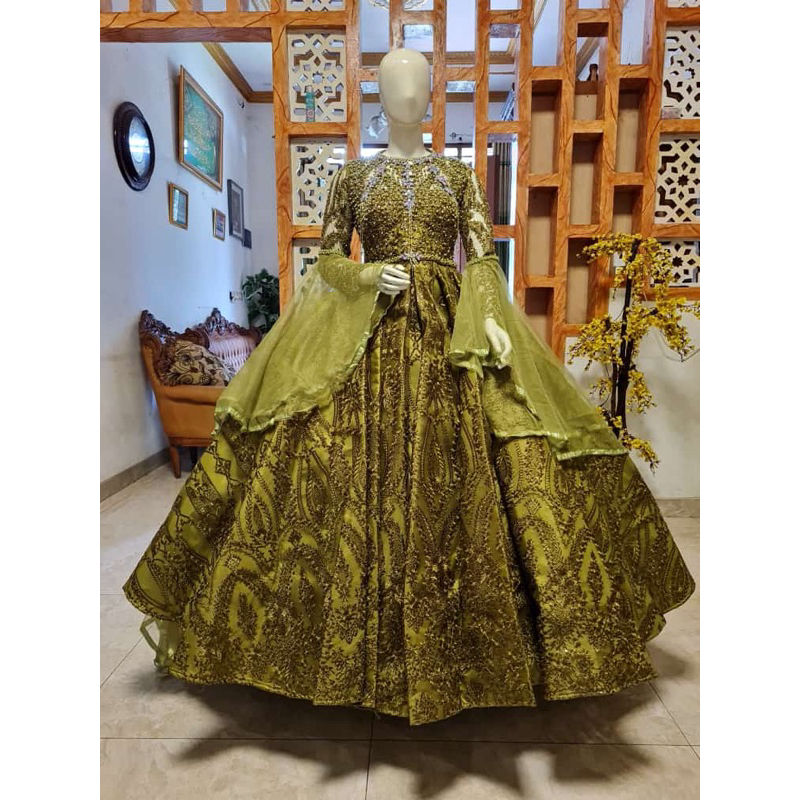 GAUN PENGANTIN PREMIUM BARBIE HIJAU OLIVE