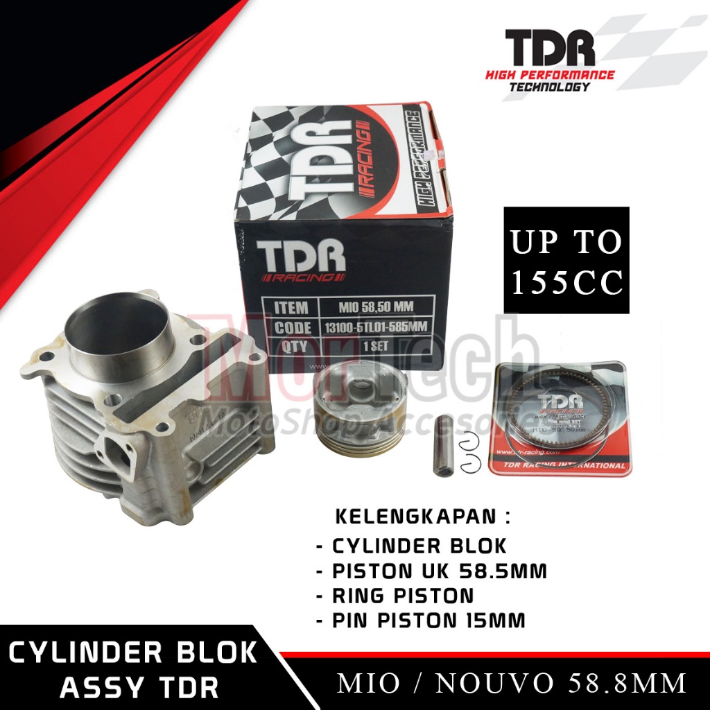 TDR Racing Ceramic Forged Piston Blok Bore Up Mesin 58,5mm for Mio Sporty Mio Soul Fino Karbu Nouvo 