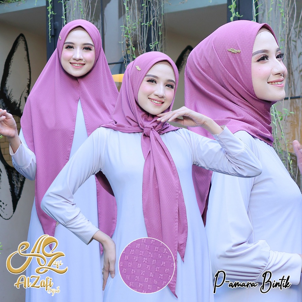 Pashmina Amara Bintik Bahan Strada - Hijab Instan by Alzafi