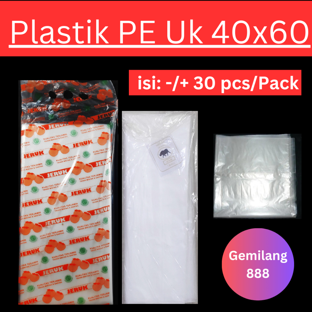 Kantong Plastik PE Bening uk 40x60 (isi 30 pcs), Plastik Bening, Plastik Sayur
