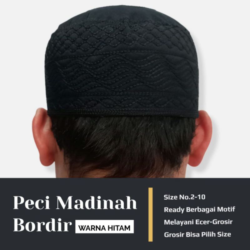 Termurah Grosir Peci Madinah Bordil Hitam Dan Putih Elegant