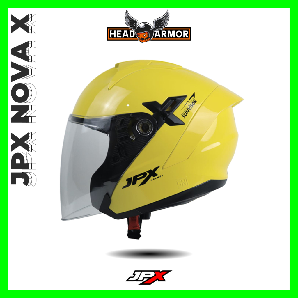 Helm JPX Nova X Solid Yellow Glossy | Helm Sport I Half Face I Head Armor