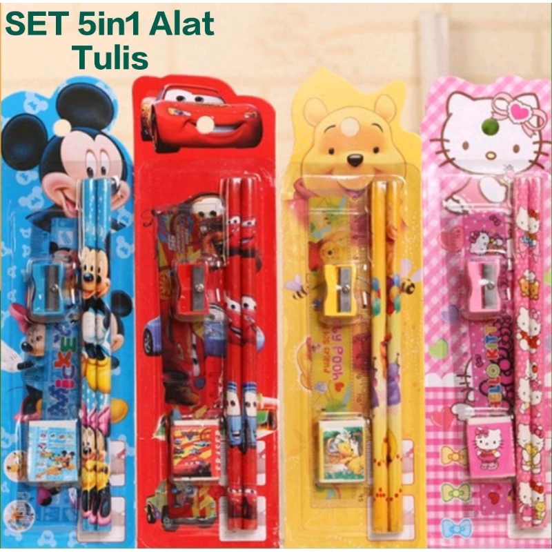 

HEAVENLY | Set Alat Tulis 5 in1 Stationary Karakter Kartun