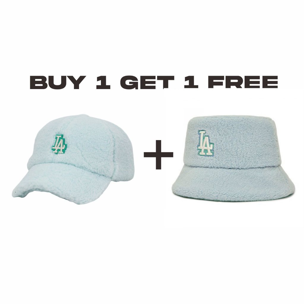PROMO BUY 1 GET 1 Topi MLB Korea LA Fleece Tosca Bordir Baseball Bucket Hat