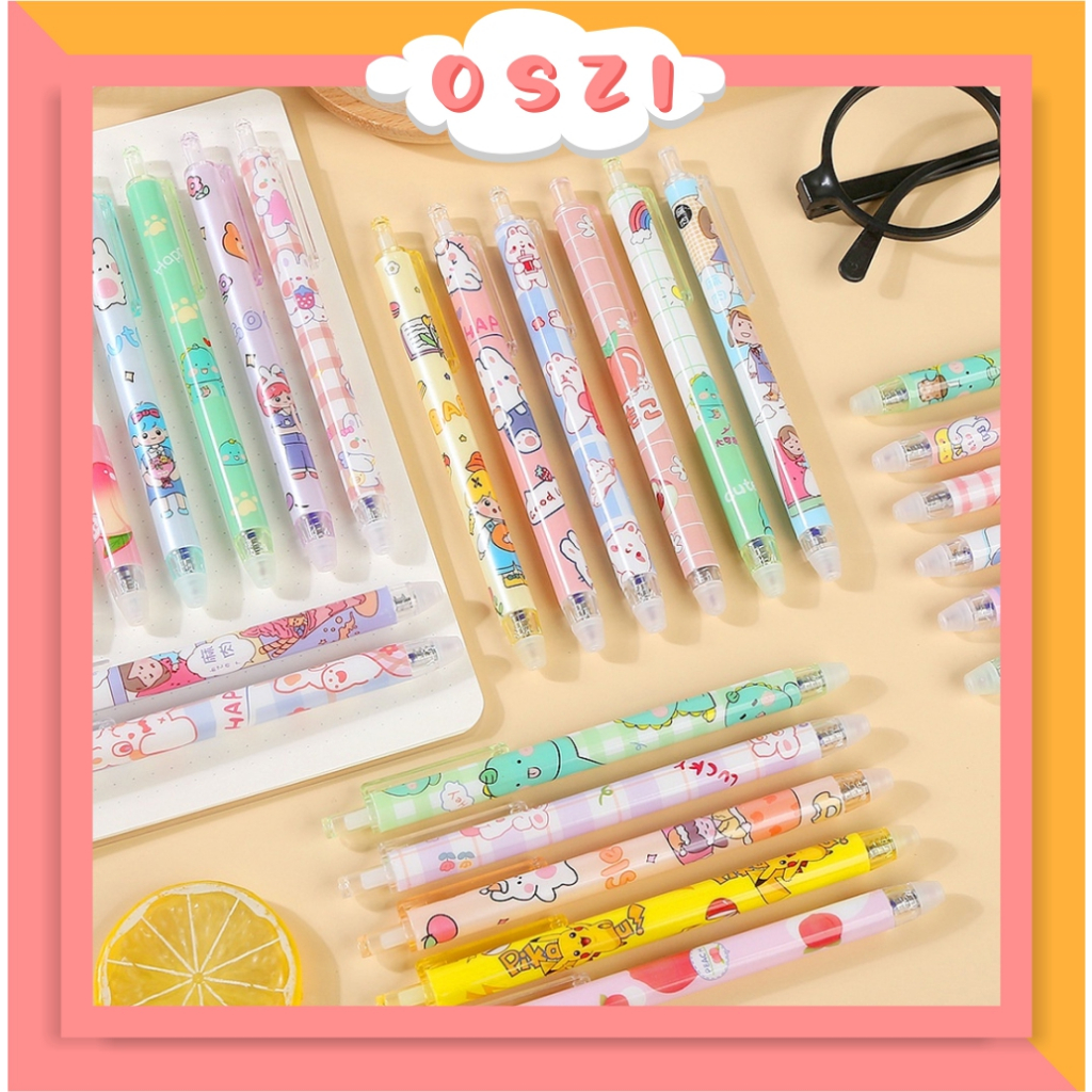 

❄ OSZI ❄ 1 Set 6 pcs Pulpen Gel Mekanik 0.5mm / Ballpoint Mekanik Pulpen Berkarakter Bermotif Lucu S110