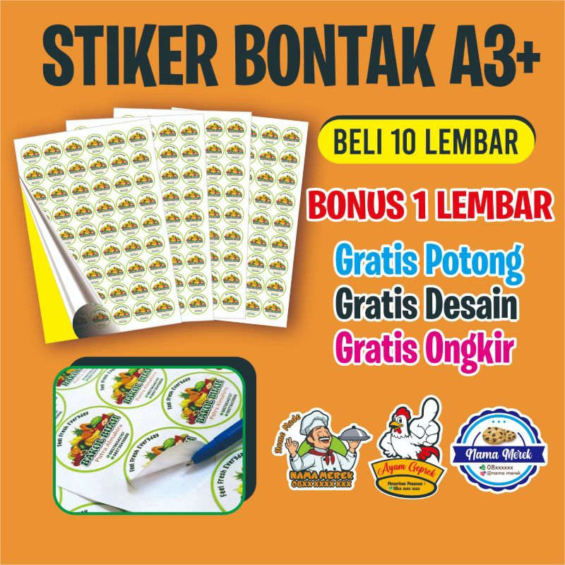 

Cetak Stiker Bontak A3+/Label kemasan/Makanan Minuman
