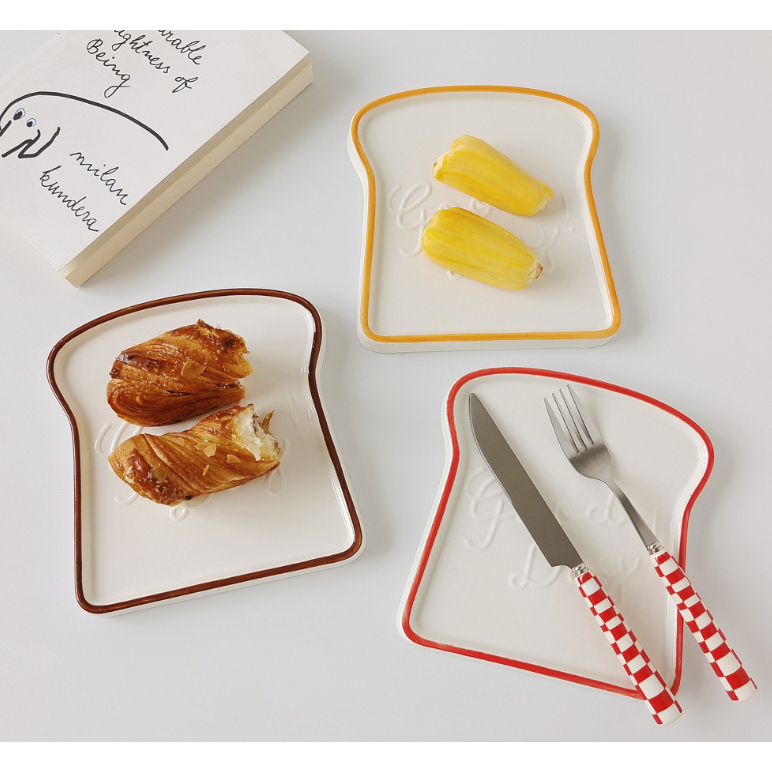 PIRING ESTETIK KOREA MOTIF ROTI BREAD PLATE KOREAN HOMECAFE KOREAN TABLEWARE KOREAN AESTHETIC PLATE 