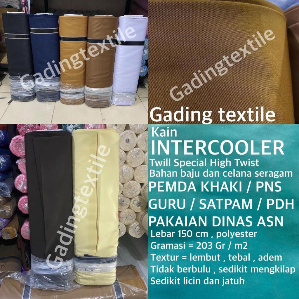 ( per 1 roll ) kain twill high twist INTERCOOLER lebar 150 cm isi 27 meter bahan baju kemeja celana 