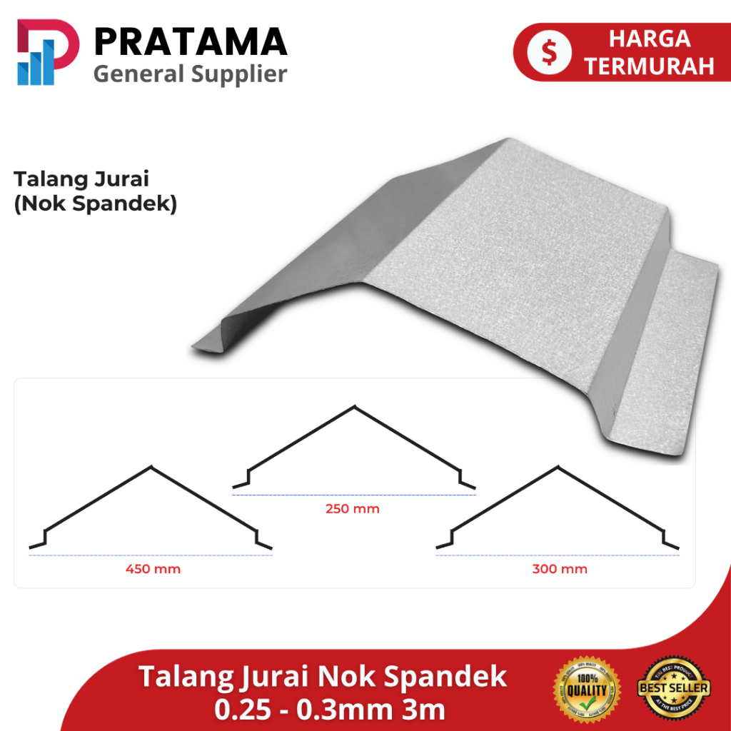 Nok / wuwung / Talang Jurai Spandek  0.25-0.3mm 3m / Talang Spandek / Nok Atap | surabaya