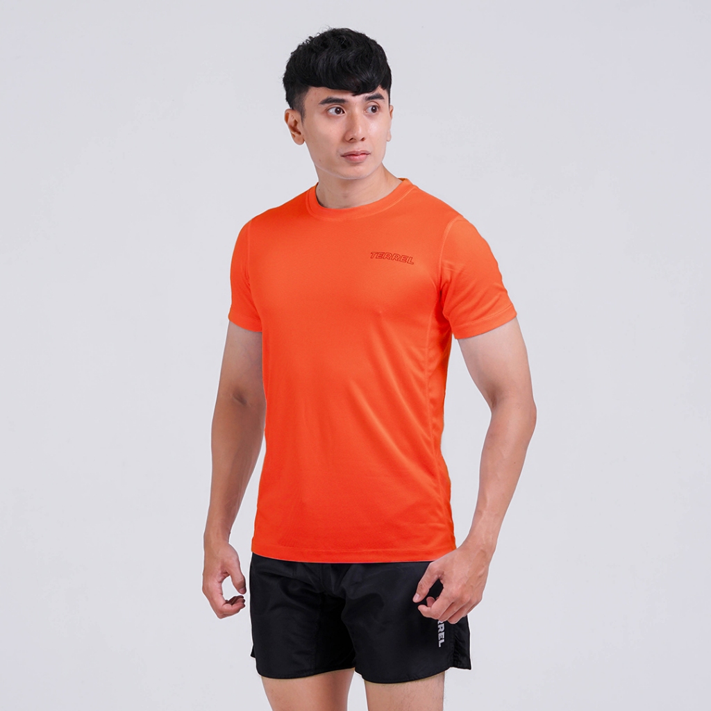 Promo Terbaru Terrel Sportswear Basic Tee Orange Kaos Olahraga Dry Fit Lari Running Gym Pria Lengan