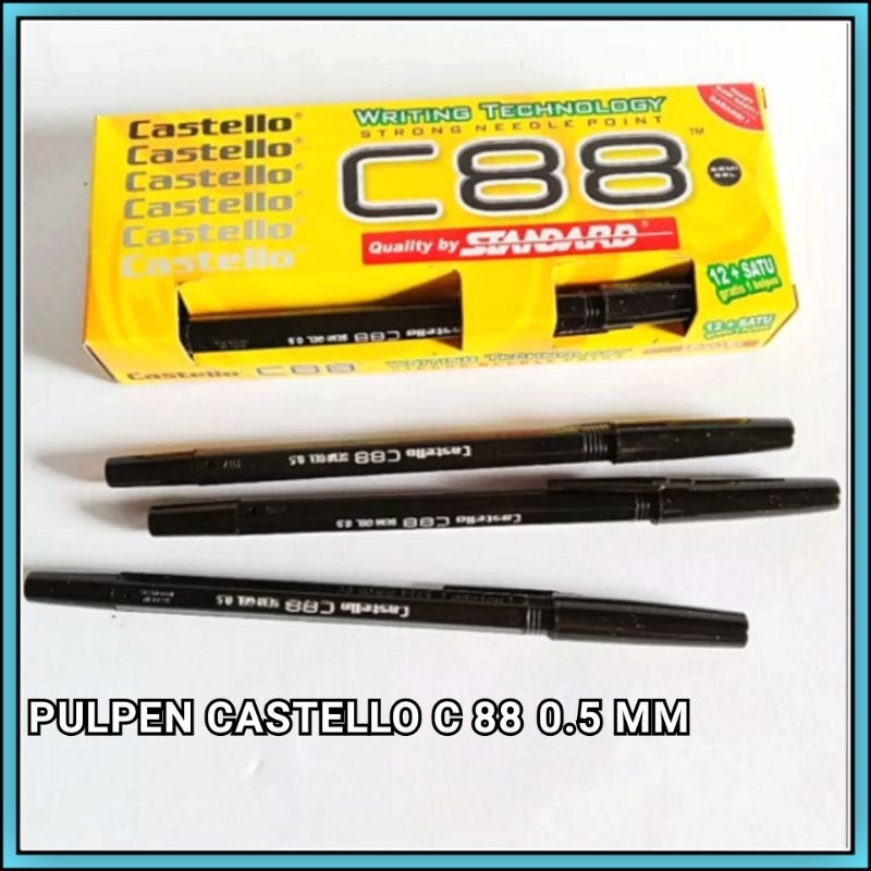 

1 Pak Pulpen Standard Castello C88 Hitam 0.5 Mm Isi 13 Pcs