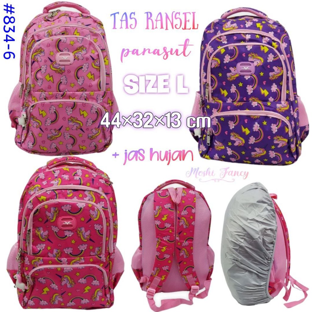 Tas Ransel Anak Parasut Motif Unicorn / Backpack Sekolah Bahan Parasut Anak Perempuan