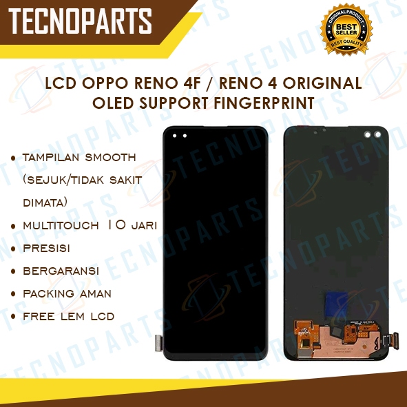 LCD OPPO RENO 4F / RENO 4 SUPPORT FINGERPRINT OLED ORIGINAL 100% FULLSET TOUCHCREEN