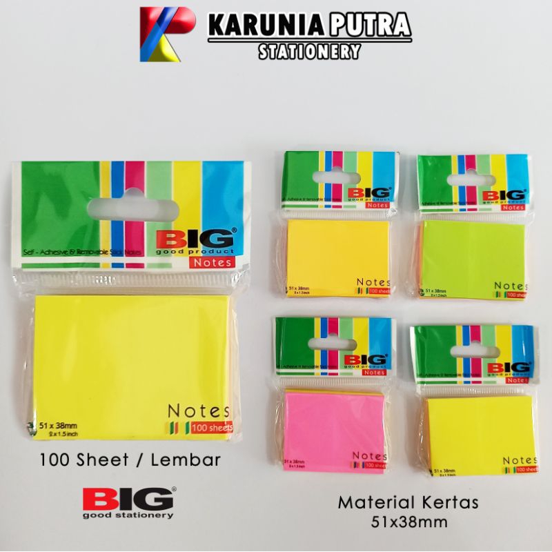 

Sticky Notes BIG Pembatas Buku Memo pad 51x38mm Warna SN5138T