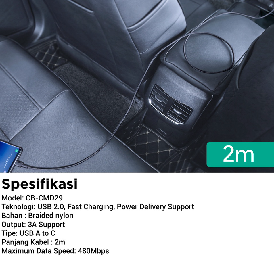 Ready Kabel Aukey CB-CMD29 USB A to C 2M (NO PACKING & NO WARRANTY)