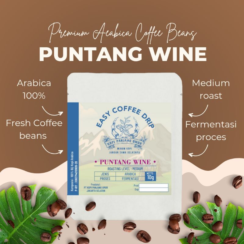 

Puntang Wine Kopi Arabika Puntang Wine Premium Coffee Drip 10g By. Kopi Panjang Umur.