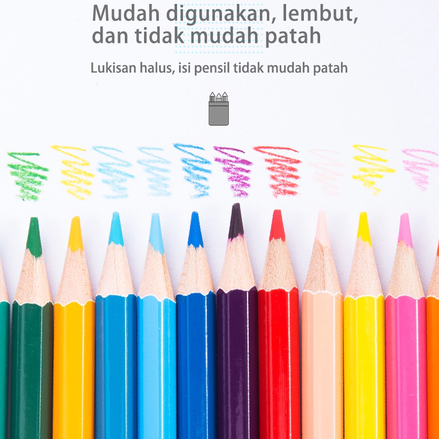 

Ready Deli pensil warna 12/24/36C warna cerah, bentuk hexagonal 7016 7018 7019