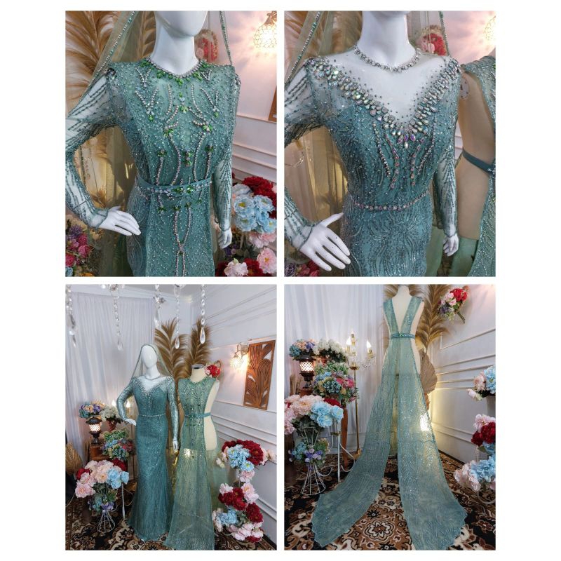 Gaun pengantin slim wardah full payet mewahh