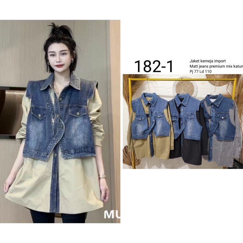 Kemeja katun mix jeans import