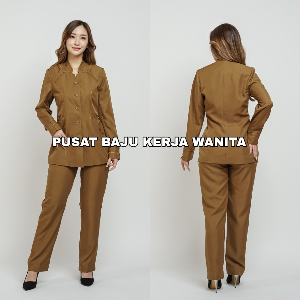 Blazer Wanita / Seragam PNS / Baju PDH PNS Wanita / Baju Dinas Pemda Wanita / Baju Khaki PNS Wanita 