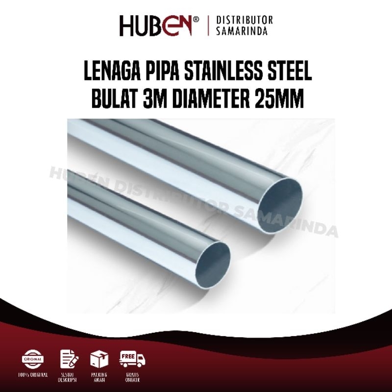 LENAGA Pipa Bulat Stainless Steel 1 Inch (25MM) Panjang 3M