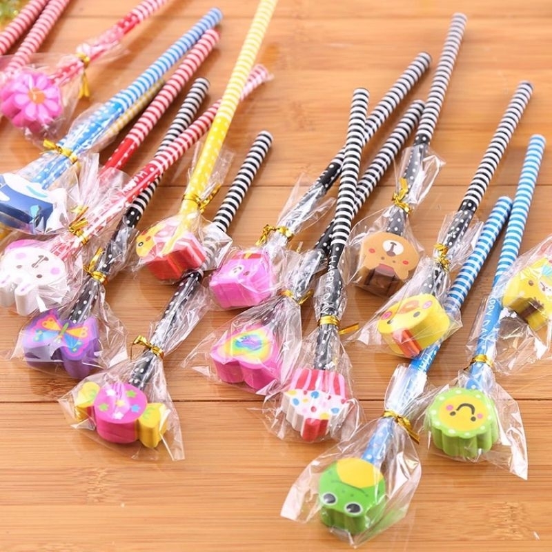 

(BBH) Pensil + penghapus karakter / pensil anak set penghapus/ pensil lucu karakter