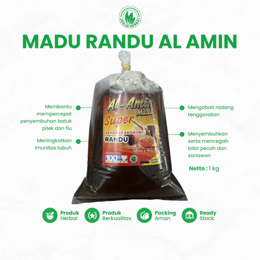 

Madu Murni Asli Super Al Amin Nektar Randu Kemasan Ekonomis 1kg Grade A 100% Alami Pure Natural Raw Honey Meningkatkan Sistem Immune Tubuh
