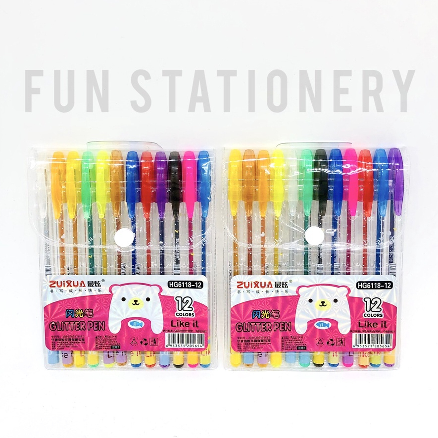 

GEL PEN GLITTER FANCY ZUIXUA HG-6118 12 WARNA