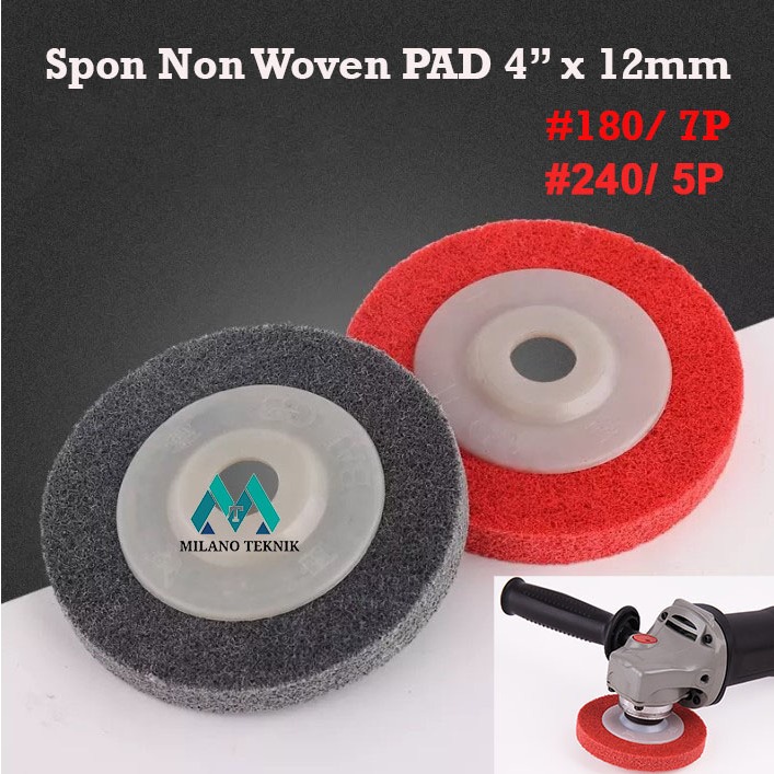 Spon non woven 4" x 12mm grit #240 non woven pad