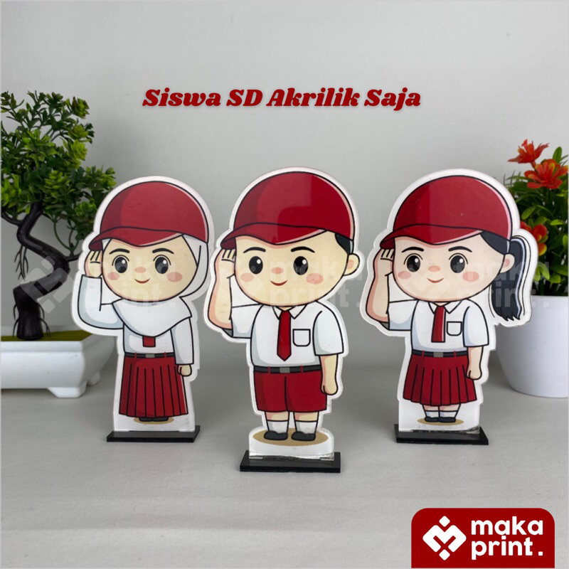 Piala Akrilik Sekolah (Siswa SD) Akrilik Saja - Piala Karakter Seragam SD - Piala Lomba - Kado Hadia