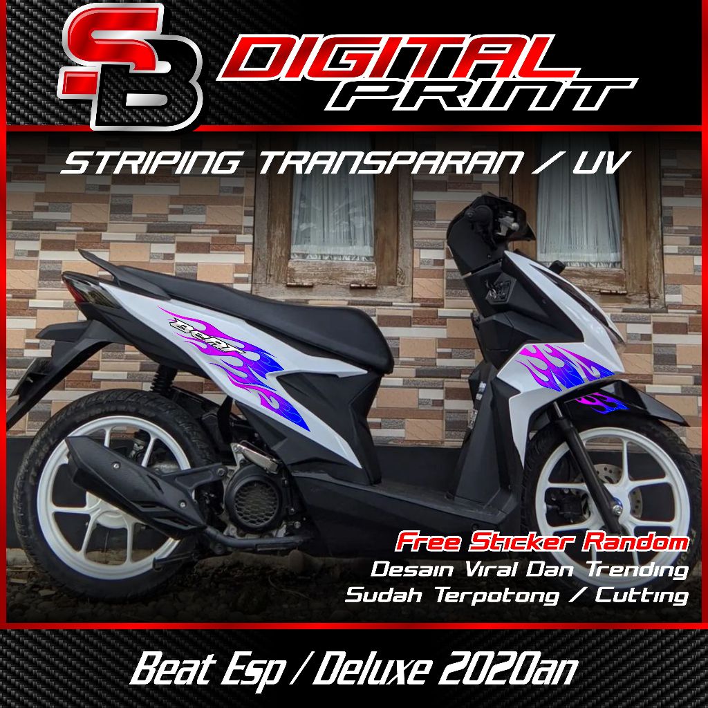 striping transparan beat deluxe - striping api beat 2021 bahan transparan