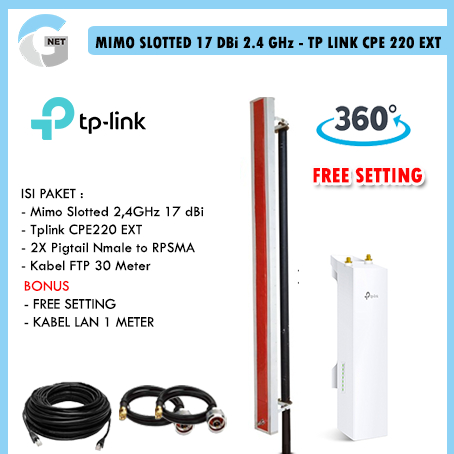 Antena Wifi Outdoor MIMO SLOTTED 17 dBi 2,4 GHz & TP LINK CPE220 EXT