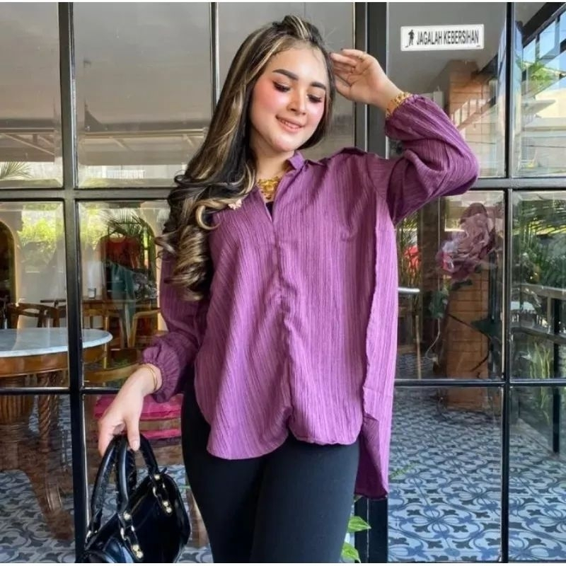 Livia Blouse - Blouse Wanita Polos - Blouse Lady Crush/KEMEJA LIVIA BLOUSE - Outher Premium Wanita