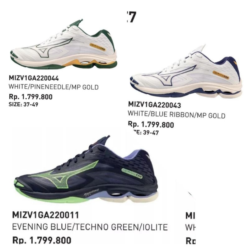 New Sepatu Voli Mizuno Wave Lightning Z7 LOW Original 100%