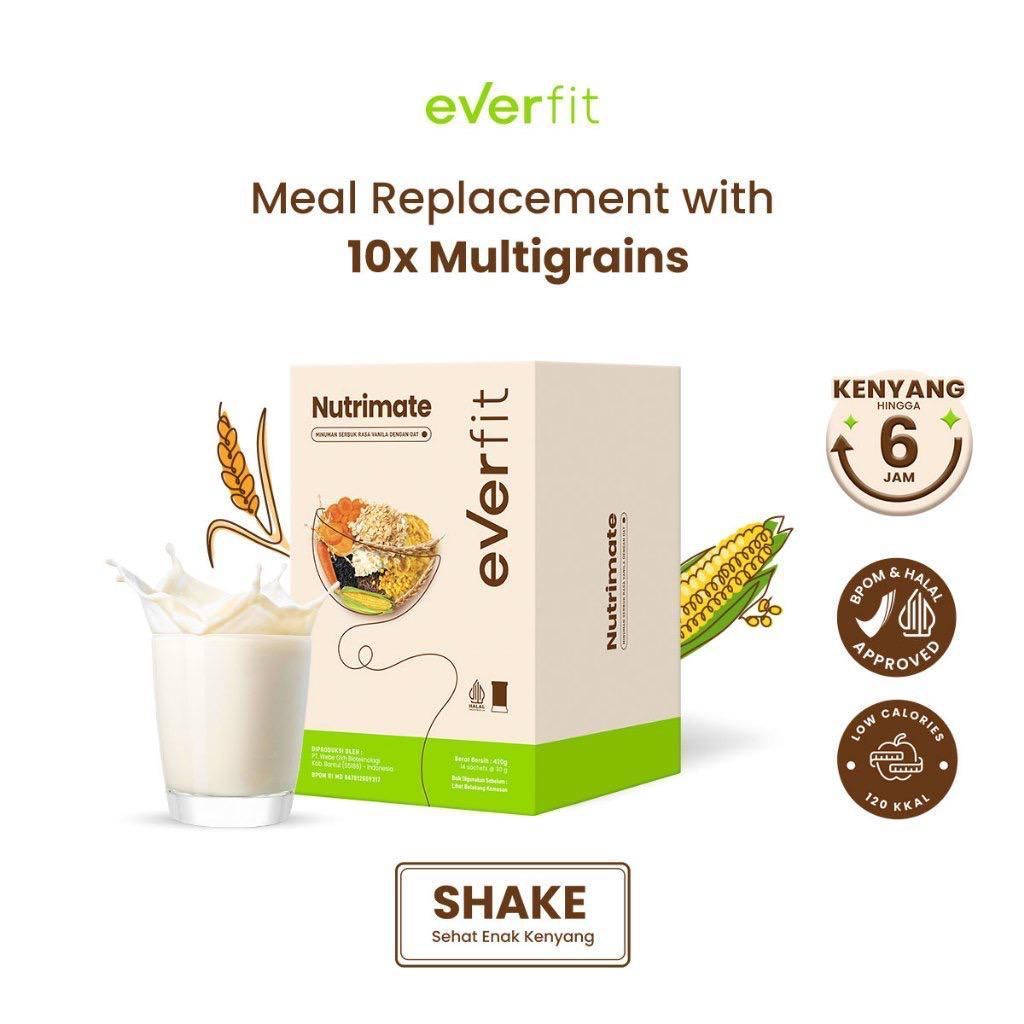 

Everfit Nutrimate Meal Replacement dengan Oat Isi 7 Sachet Rasa Vanila dan rasa coklat