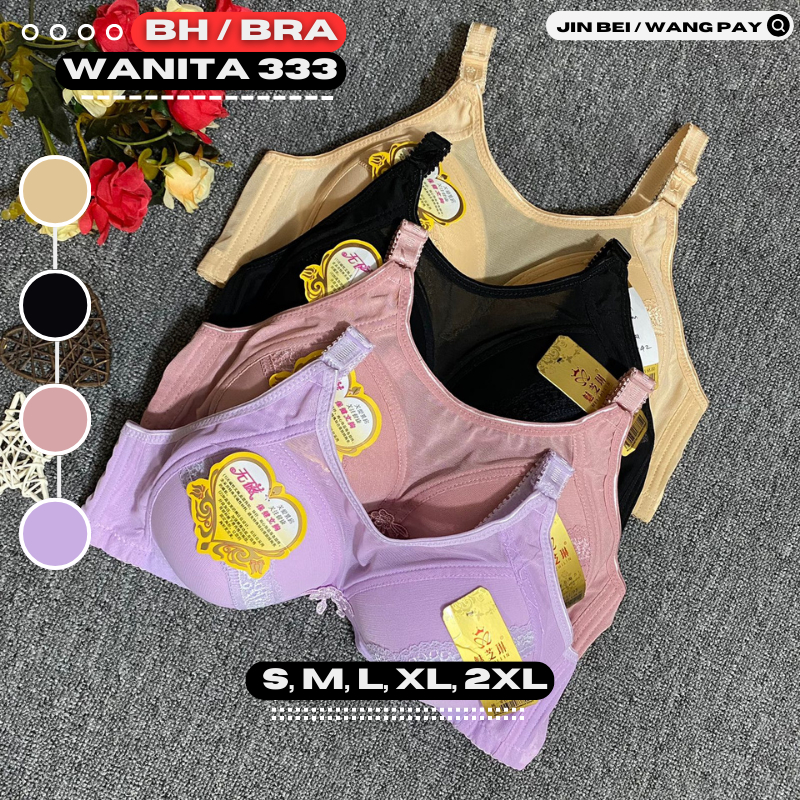 BRA / BH WANITA 333 CUP C TIDAK ADA KAWAT BUSA TIPIS SIZE 34-42 PAKAIAN DALAM