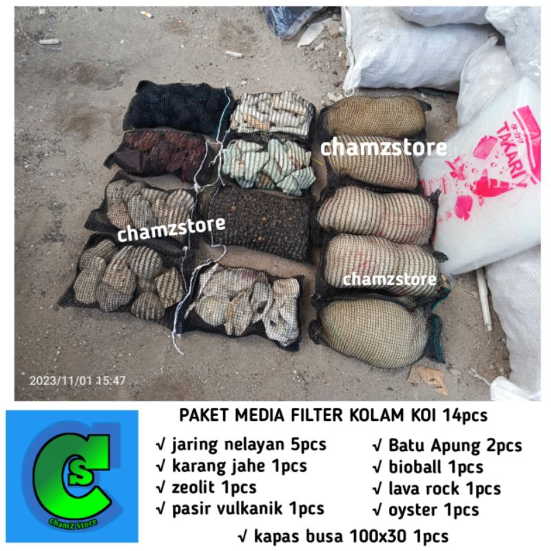 PAKET MEDIA FILTER KOLAM KOI SIAP PAKAI ISI 14PCS / PAKET MEDIA FILTER KOLAM KOI / PAKET KOLAM KOI