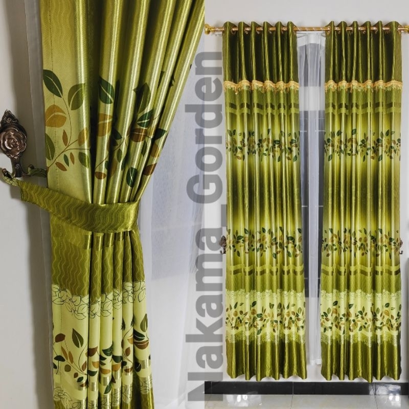 Gorden Berponi Grade A Blackout import Hijau Ungu Pintu
