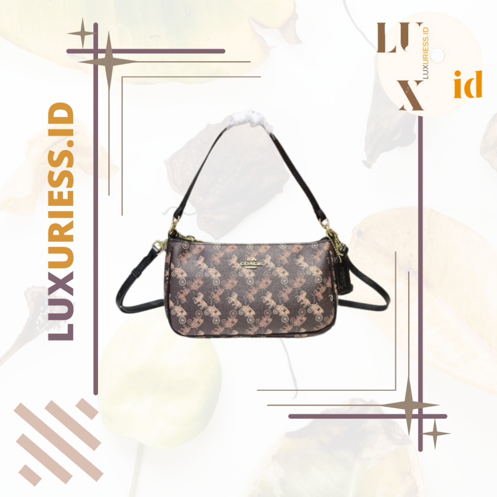 COACH TOP HANDLE POUCH WITH HORSE AND CARRIAGE PRINT