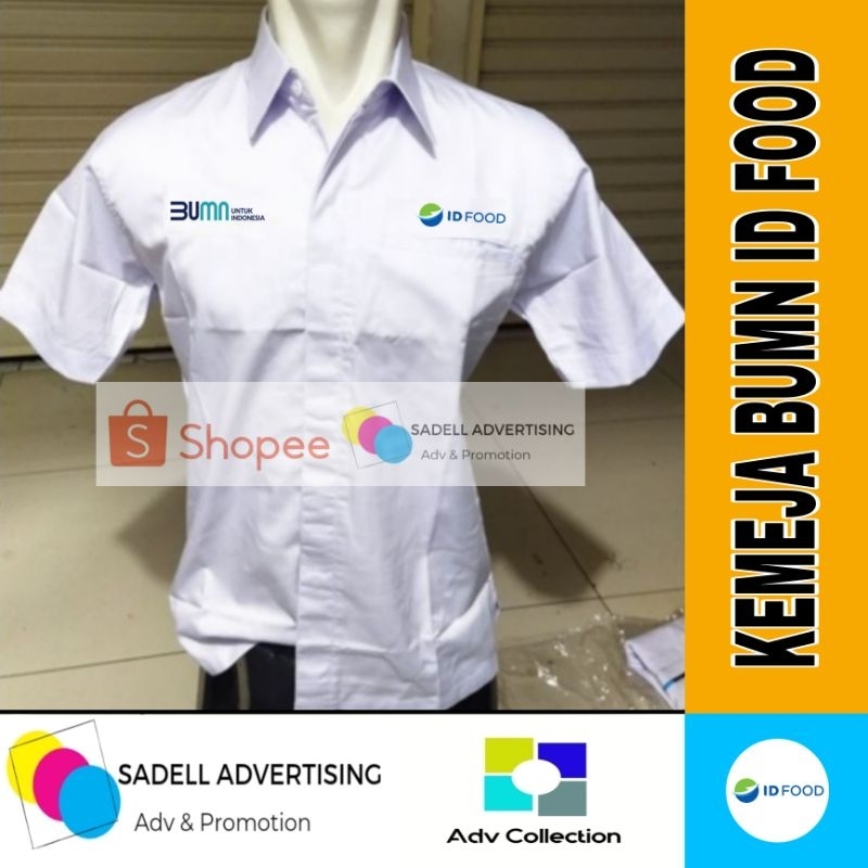 Kemeja ID FOOD BUMN Seragam BUMN ID FOOD Putih Lengan Pendek Pria Bordir