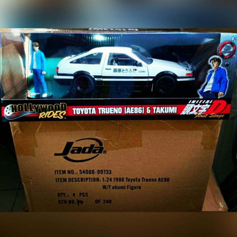 Jada 1/64 Diecast Hollywood Series INITIAL D Toyota Trueno AE86 & Takumi figure
