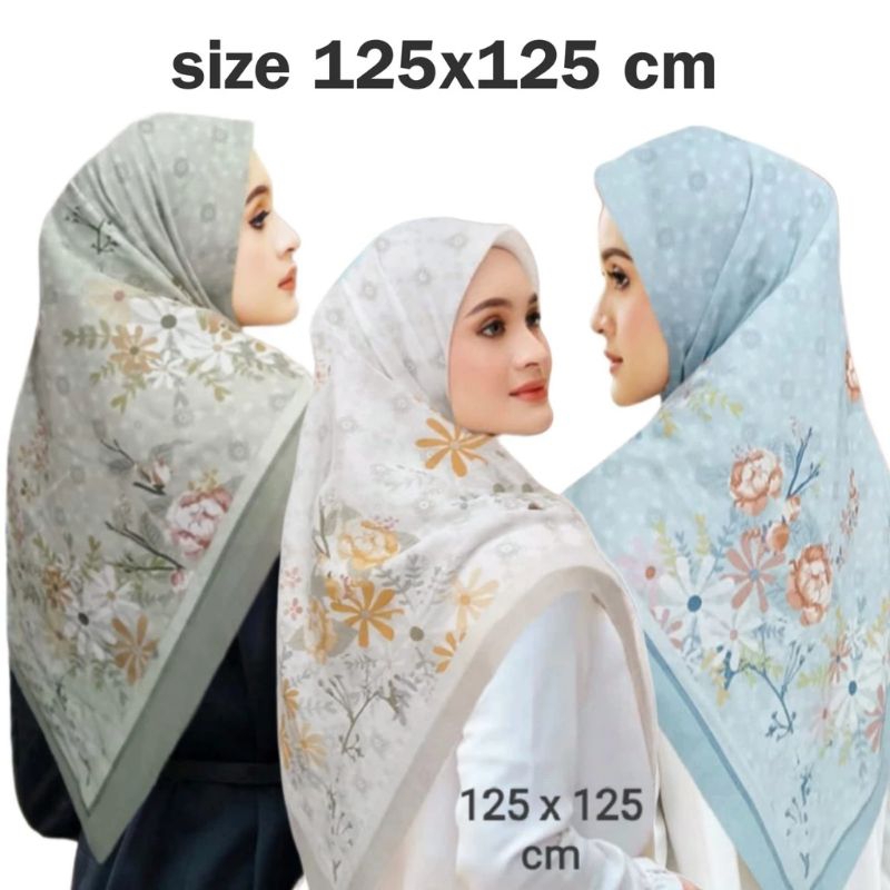 TERBARU HIJAB SEGIEMPAT MOTIF BUNGA ALFATH /JILBAB VOAL / HIJAB DENAY KW / KERUDUNG
