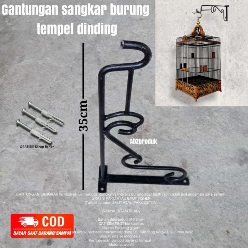 Gantungan sangkar burung tempel dinding
