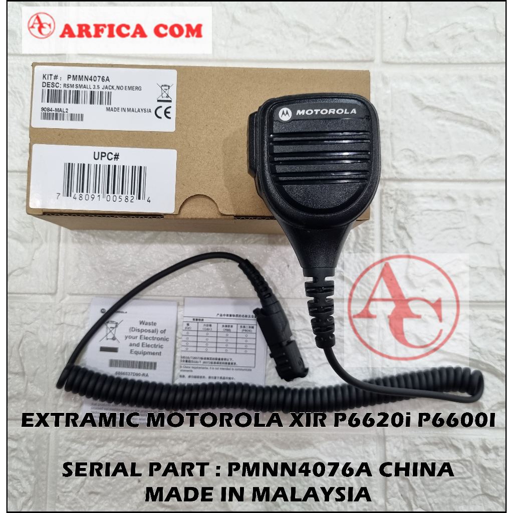 EXTRA MIC HT MOTOROLA XIR P6620i P6600i PMNN4076A HANDMIC XIR P6620i