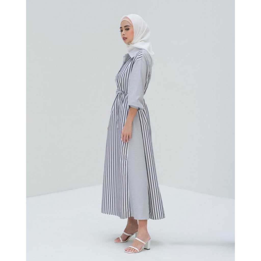 Daily Midi Maxi l Dress Midi Maxy Wanita Remaja Basic OOTD Korean Style Matt Cotton Salur Premium Fashion Terlaris